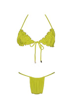 Load image into Gallery viewer, Lime green ruffle top made with sustainable material.
